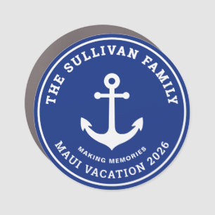 Vintage Yacht Club Navy Anchor Family Badge Car Magnet