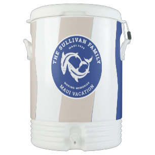 Vintage Yacht Club Shark Family Beach Badge Beverage Cooler