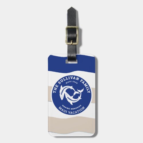 Vintage Yacht Club Shark Family Beach Badge Luggage Tag