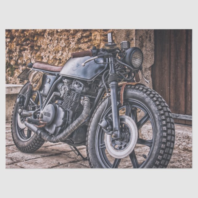 Vintage Yamaha Motorcycle Decoupage Tissue Paper (Front)