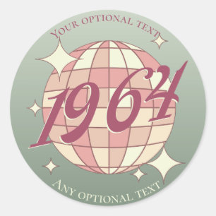 Vintage year 1964 60th birthday elegant blue classic round sticker