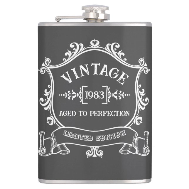 Vintage Year Aged to Perfection Birthday Year Flask (Front)