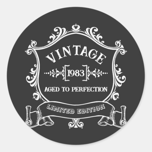 Vintage Year Aged to Perfection Custom Birth Year Classic Round Sticker