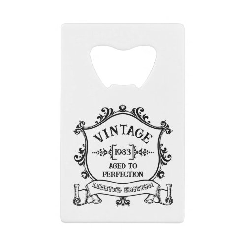 Vintage Year Aged to Perfection Custom Birth Year Credit Card Bottle Opener