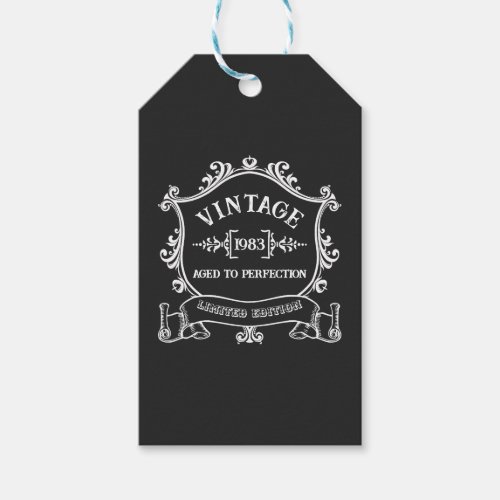 Vintage Year Aged to Perfection Custom Birth Year Gift Tags