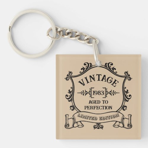 Vintage Year Aged to Perfection Custom Birth Year Keychain