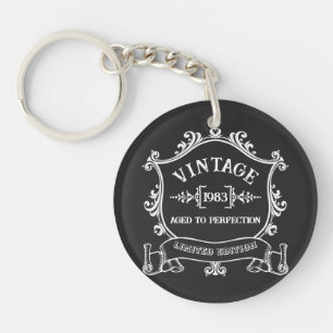 Vintage Year Aged to Perfection Custom Birth Year Keychain