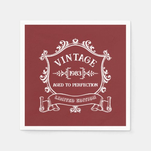 Vintage Year Aged to Perfection Custom Birth Year Napkins