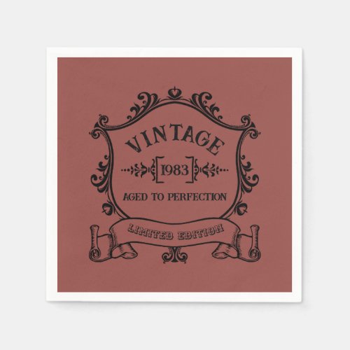 Vintage Year Aged to Perfection Custom Birth Year Napkins