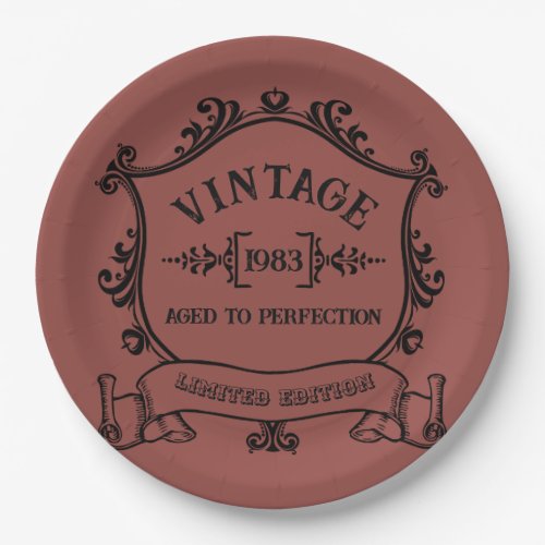 Vintage Year Aged to Perfection Custom Birth Year Paper Plates