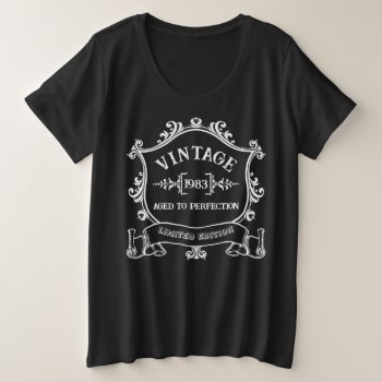 Vintage Year Aged To Perfection Custom Birth Year Plus Size T-shirt by freshpaperie at Zazzle
