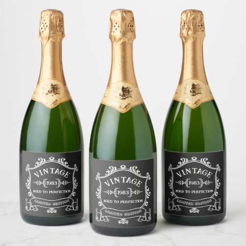 Vintage Year Aged to Perfection Custom Birth Year Sparkling Wine Label