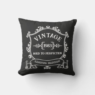 Vintage Year Aged to Perfection Custom Birth Year Throw Pillow