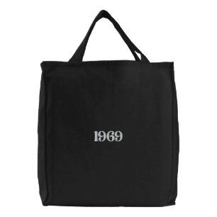 Vintage Year Embroidered Tote Bag
