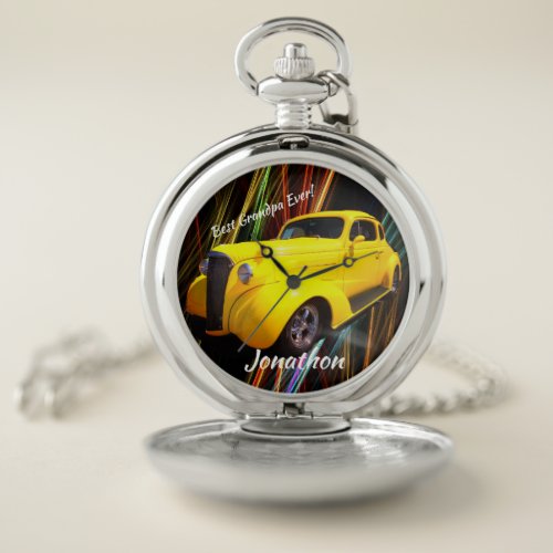 Vintage Yellow 1930 Era Roadster Pocket Watch