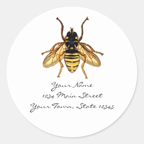 Vintage Yellow and Black Bee Classic Round Sticker