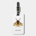 Vintage Yellow And Black Bee Luggage Tag at Zazzle