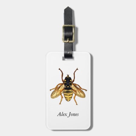 Vintage Yellow And Black Bee Luggage Tag