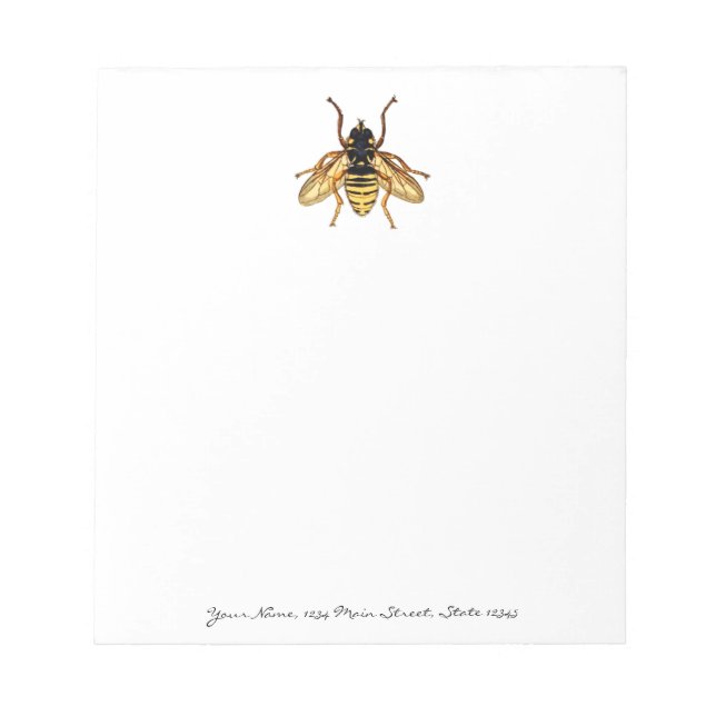 Vintage Yellow and Black Bee Notepad (Front)