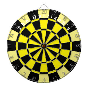 Vintage Yellow and Black with custom text Dart Board