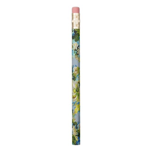 Vintage Yellow and Blue Floral Pattern Pencil