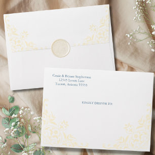 Vintage Yellow and Blue Vintage Romantic Wedding Envelope