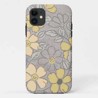 Vintage Yellow and Gray Floral Wedding iPhone 11 Case