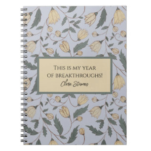 Vintage Yellow and Green Floral Pattern Notebook