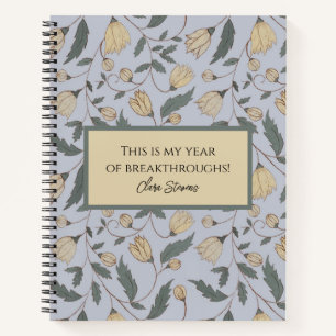 Vintage Yellow and Green Illustrated Floral Notebook