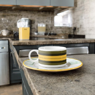 Vintage Yellow and Green Stripes Bowl