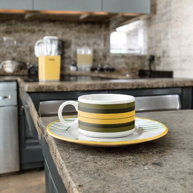 Vintage Yellow and Green Stripes Bowl (Chili Bowl)