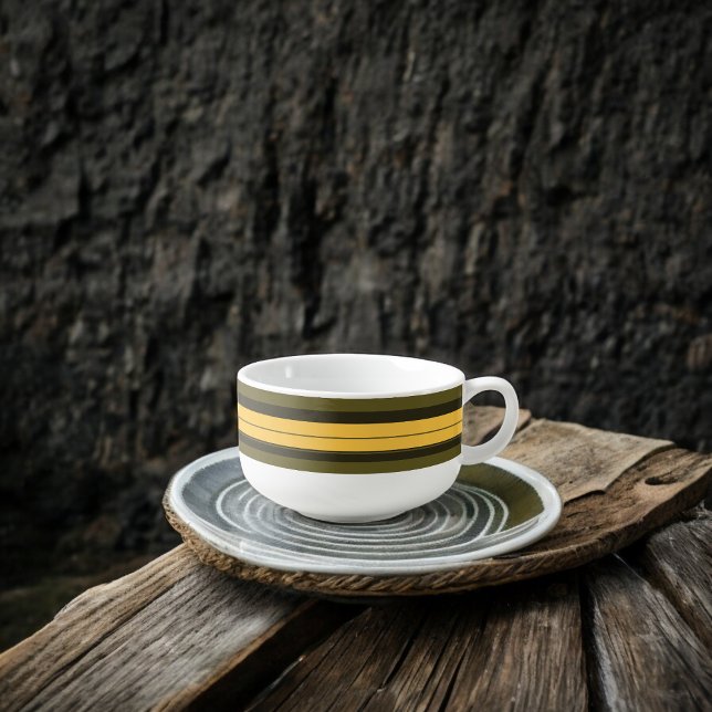 Vintage Yellow and Green Stripes Soup Mug (Soup Mug)