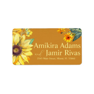 Vintage Yellow and Mustard Sunflowers Label