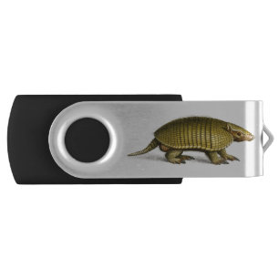 Vintage yellow armadillo illustration flash drive