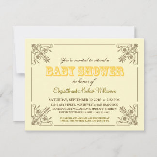 Vintage Yellow Baby Shower Invitation