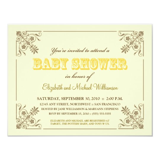 Vintage Yellow Baby Shower Invitation | Zazzle.com