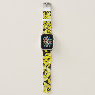 Vintage Yellow Bananas: Black Background Apple Watch Band