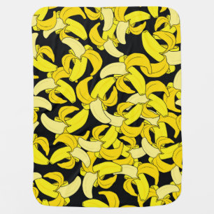 Vintage Yellow Bananas: Black Background Baby Blanket