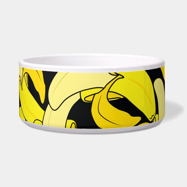 Vintage Yellow Bananas: Black Background Bowl (Front)