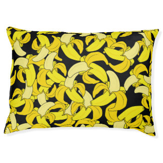 Vintage Yellow Bananas: Black Background Pet Bed