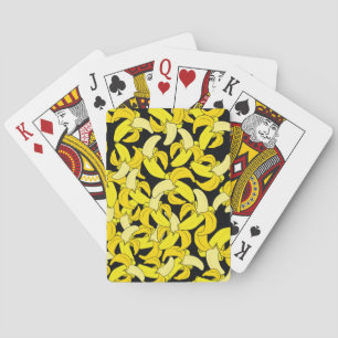 Vintage Yellow Bananas: Black Background Poker Cards