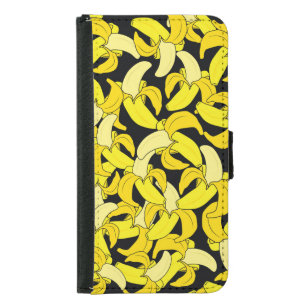 Vintage Yellow Bananas: Black Background Samsung Galaxy S5 Wallet Case