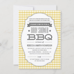 Vintage Yellow BBQ Neutral Baby Shower Invitations