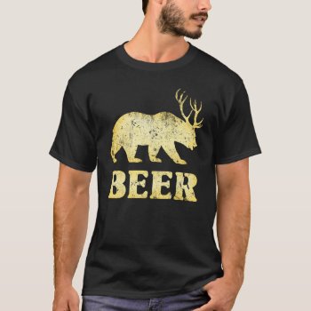 Vintage Yellow Bear Deer T-shirt by NSKINY at Zazzle