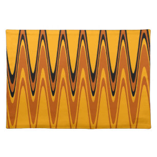 Vintage Yellow, Black Zigzap Abstract Art Deco 3 Placemat