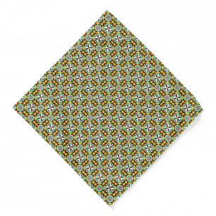 Vintage Yellow Blue Brown Barcelona Pattern Bandana