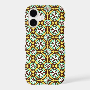 Vintage Yellow Blue Brown Barcelona Pattern iPhone 17 Case