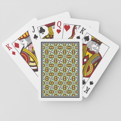 Vintage Yellow Blue Brown Barcelona Pattern Poker Cards