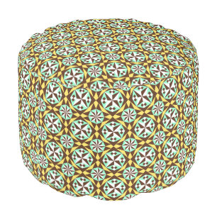 Vintage Yellow Blue Brown Mint Green Barcelona Pouf