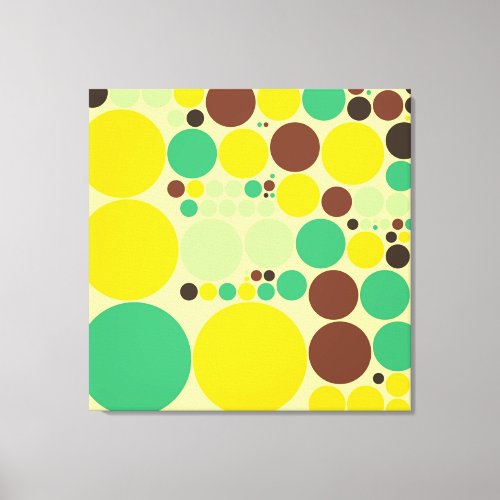 Vintage Yellow Blue Brown Polka Dots Pattern Canvas Print